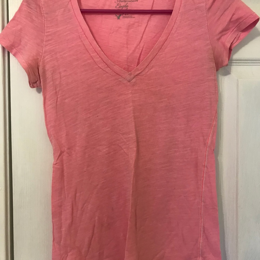 American Eagle Neon Pink, V-neck t-shirt.